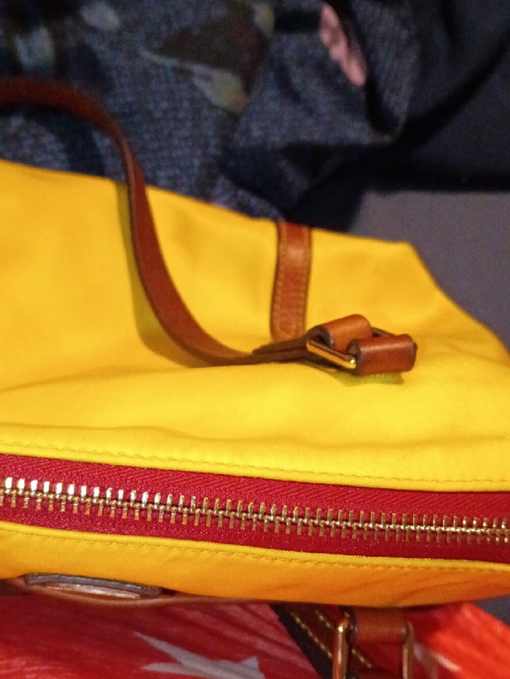Dooney & Bourke Yellow Tote with Brown Leather Accents - Picture 12 of 12